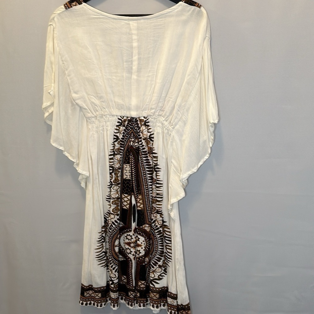 Sopogee Womens Dress Tribal Festival Boho V-Neck Elastic Waist Lined Gauzy Sz M - Picture 3 of 14